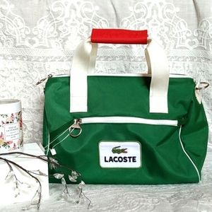 💚Lacoste❤️ overnight or gym bag, medium, green with red accent on straps